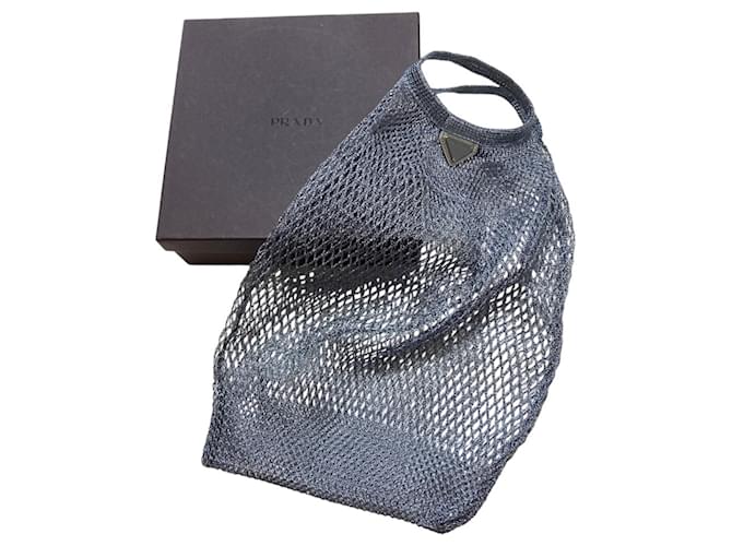 Prada Light Blue Triangle Plate Mesh Bag Hellblau - Ansicht 10