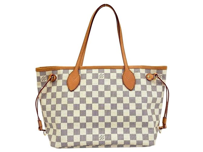 Borsa Tote Louis Vuitton Damier Azur Neverfull PM Bianco Blu navy - vista 3