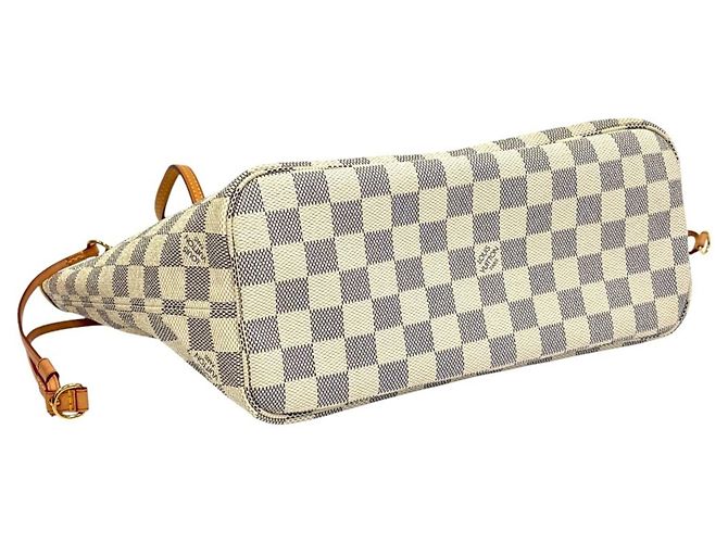 Borsa Tote Louis Vuitton Damier Azur Neverfull PM Bianco Blu navy - vista 4