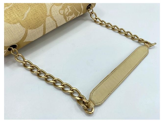 Borsa a Spalla Chanel Camellia Print Beige - vista 9