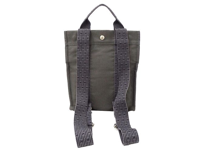 Hermès Borsa in tela grigia Hermes Marrone - vista 2