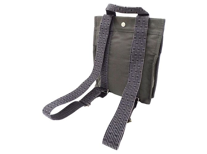 Hermès Borsa in tela grigia Hermes Marrone - vista 4