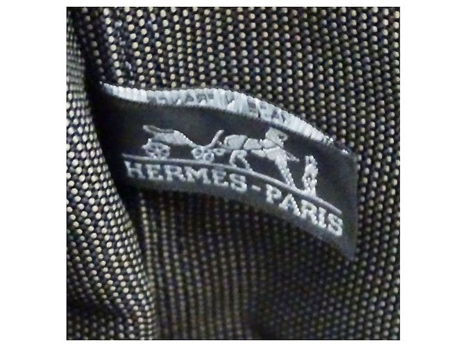 Hermès Borsa in tela grigia Hermes Marrone - vista 7