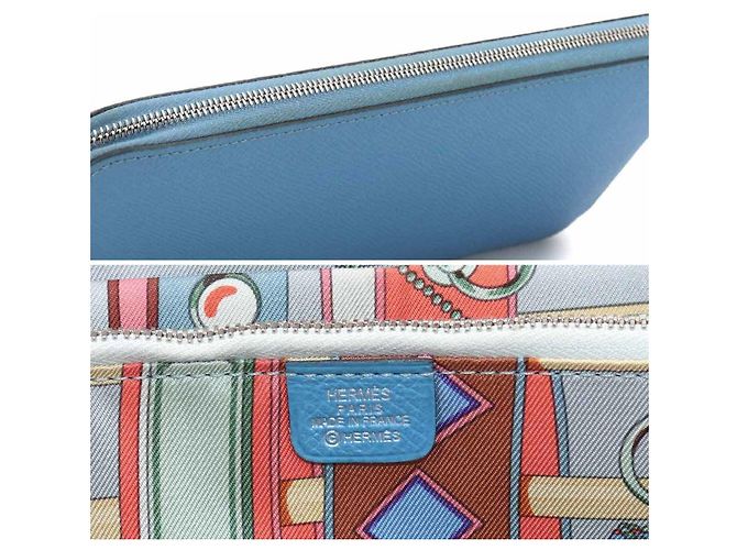 Hermès Hermes Azap Long Silkin Rundgeldbörse Blau - Ansicht 10