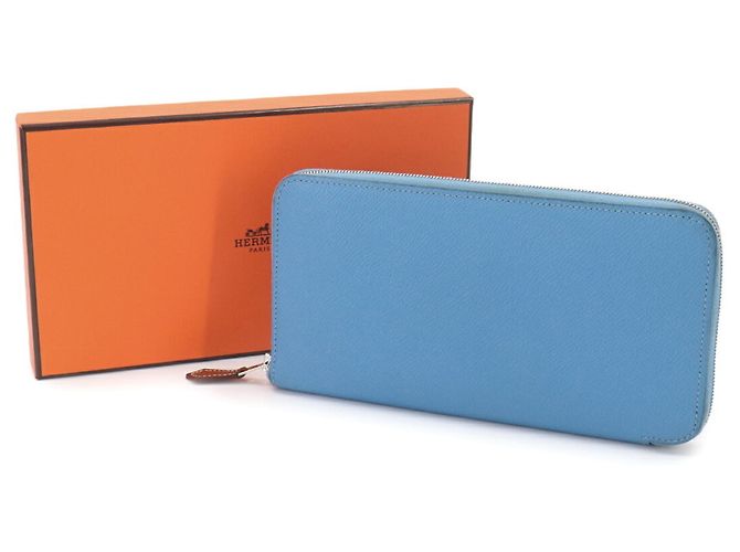 Hermès Hermes Azap Long Silkin Rundgeldbörse Blau - Ansicht 2