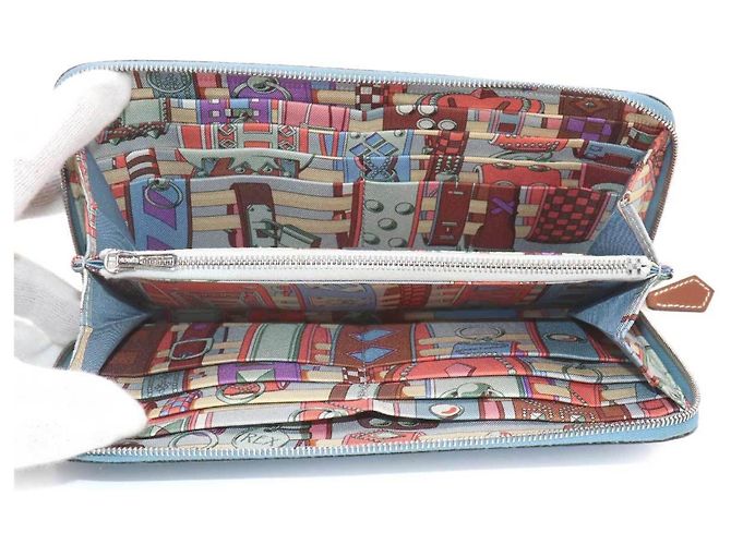 Hermès Hermes Azap Long Silkin Rundgeldbörse Blau - Ansicht 6