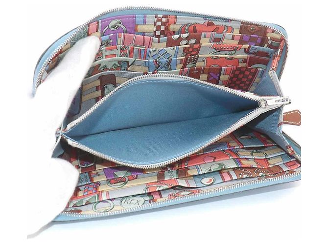 Hermès Hermes Azap Long Silkin Rundgeldbörse Blau - Ansicht 7