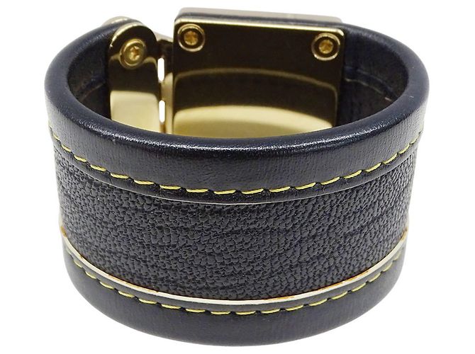 Bracciale charm in pelle nera Louis Vuitton Nero - vista 3