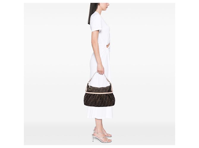 Borsa a tracolla Chef in tela Zucca marrone Fendi - vista 6