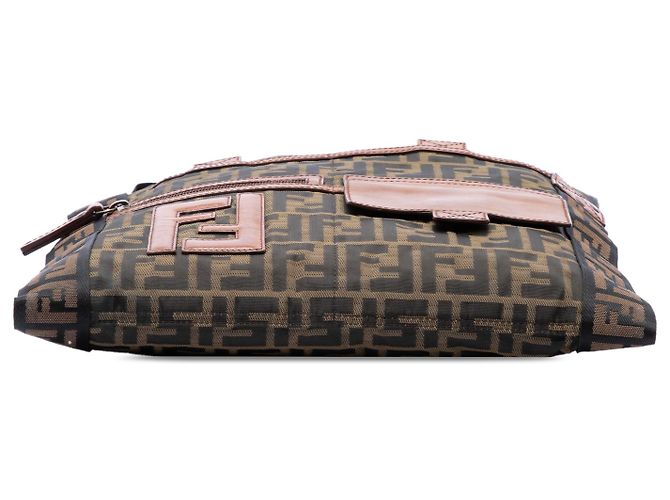 Borsa Messenger Flat Fendi Zucca Canvas FF marrone - Ansicht 3