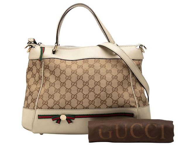 Sac à main Mayfair en toile GG beige de Gucci - vue 8