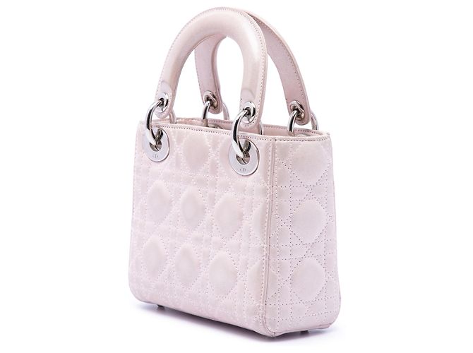 Lady Dior en piel de cordero cannage iridiscente rosa mini - vista 2