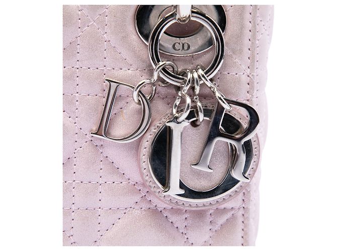 Lady Dior en piel de cordero cannage iridiscente rosa mini - vista 5