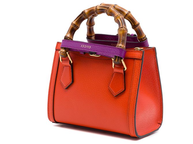 Borsa Diana in pelle di vitello Bamboo piccola arancione Gucci - vista 2