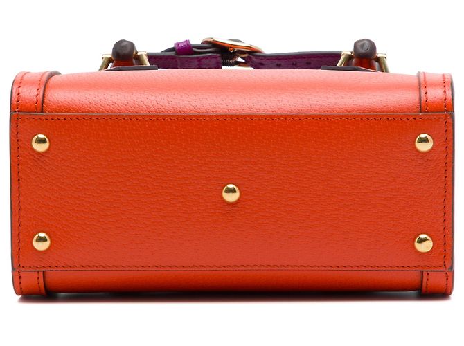 Borsa Diana in pelle di vitello Bamboo piccola arancione Gucci - vista 3