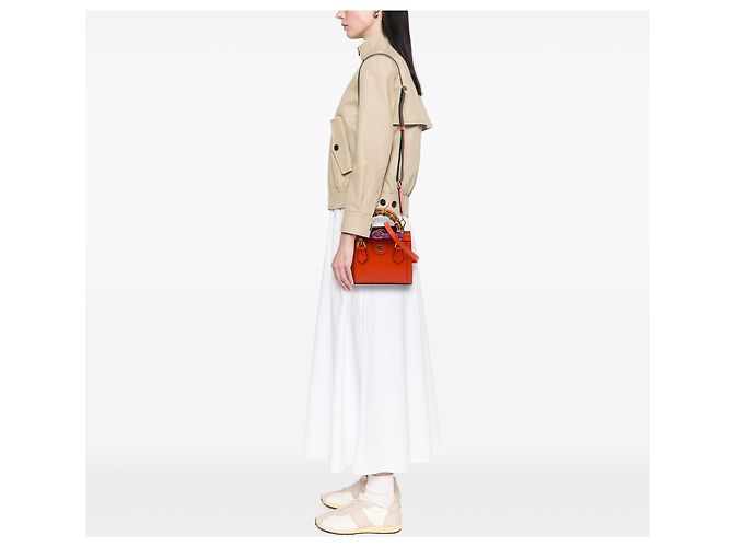 Borsa Diana in pelle di vitello Bamboo piccola arancione Gucci - vista 6