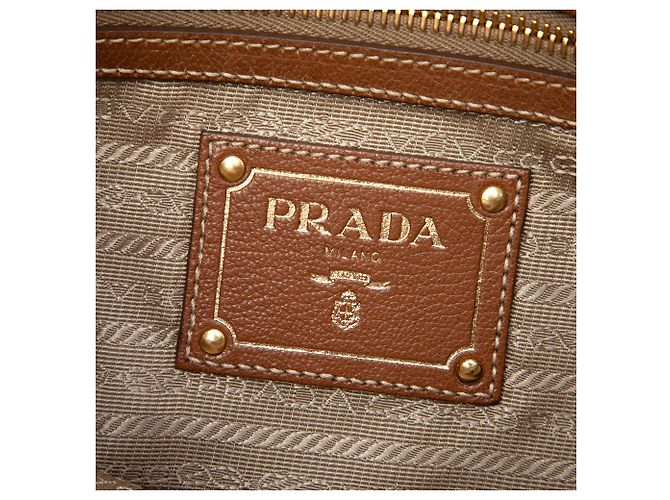 Borsa a tracolla Prada in tela beige Canapa con logo - vista 5