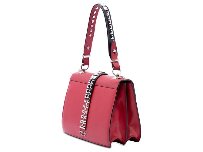 Borsa Prada Red City in vitello e Saffiano con borchie Elektra Rosso - vista 2