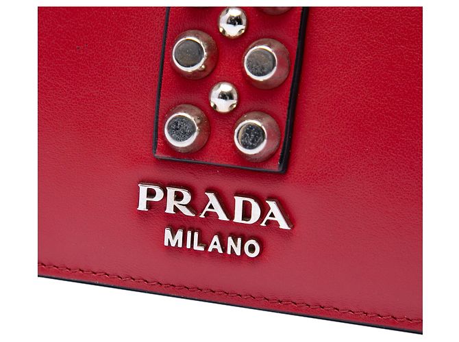 Borsa Prada Red City in vitello e Saffiano con borchie Elektra Rosso - vista 5