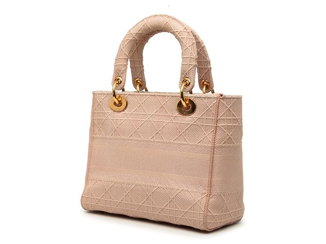 Dior Cannage Lady D Lite aus bestickter Canvas in Pink, Größe Medium - Ansicht 2