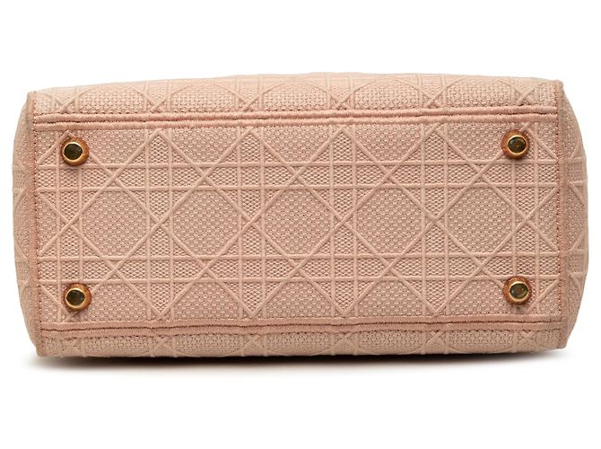Dior Cannage Lady D Lite aus bestickter Canvas in Pink, Größe Medium - Ansicht 3