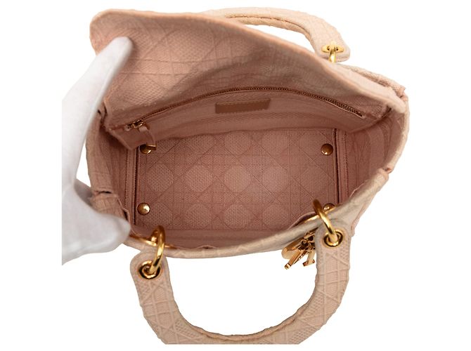 Dior Cannage Lady D Lite aus bestickter Canvas in Pink, Größe Medium - Ansicht 4