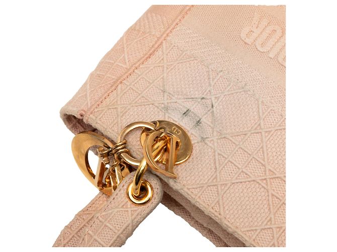 Dior Cannage Lady D Lite aus bestickter Canvas in Pink, Größe Medium - Ansicht 6