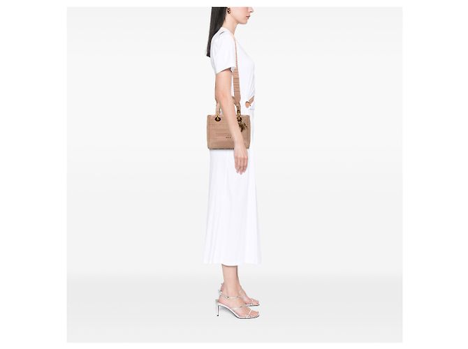 Dior Cannage Lady D Lite aus bestickter Canvas in Pink, Größe Medium - Ansicht 7