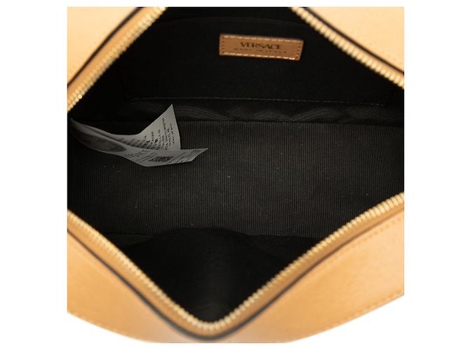 Borsa a tracolla Virtus V in pelle di vitello piccola marrone Versace Caramello - vista 4