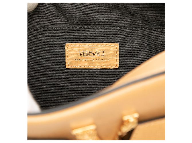 Borsa a tracolla Virtus V in pelle di vitello piccola marrone Versace Caramello - vista 5