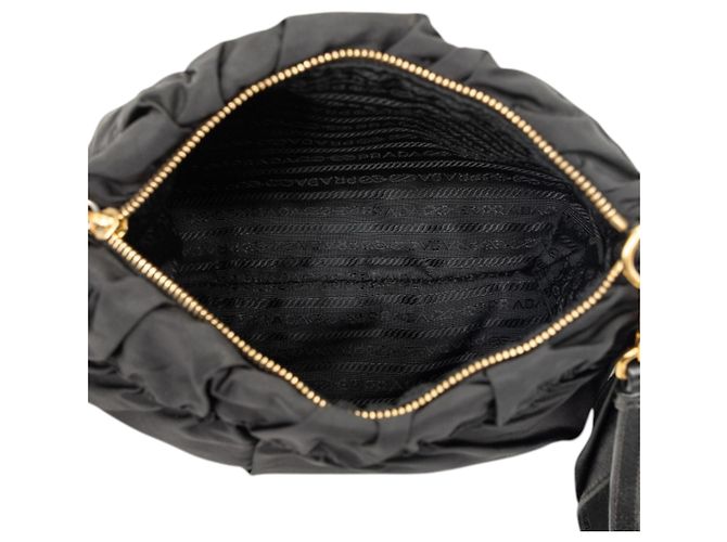 Prada Black Tessuto Canapa Logo Bow Crossbody Nero - vista 4