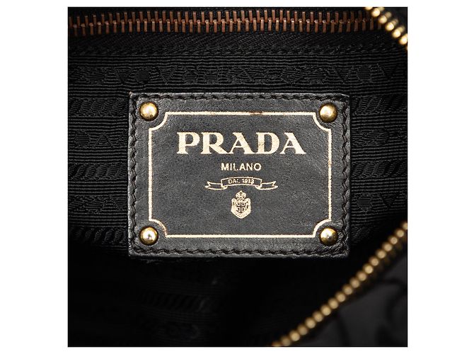 Prada Black Tessuto Canapa Logo Bow Crossbody Nero - vista 5