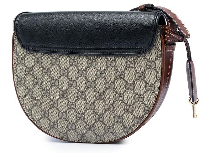 Borsa a tracolla Gucci Beige GG Supreme Saddle Padlock - vista 2