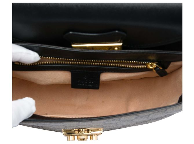 Borsa a tracolla Gucci Beige GG Supreme Saddle Padlock - vista 4