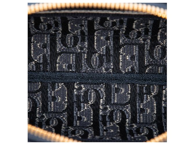 Dior Blue Oblique Besticktes Samt-Kosmetiktäschchen Blau Marineblau - Ansicht 4