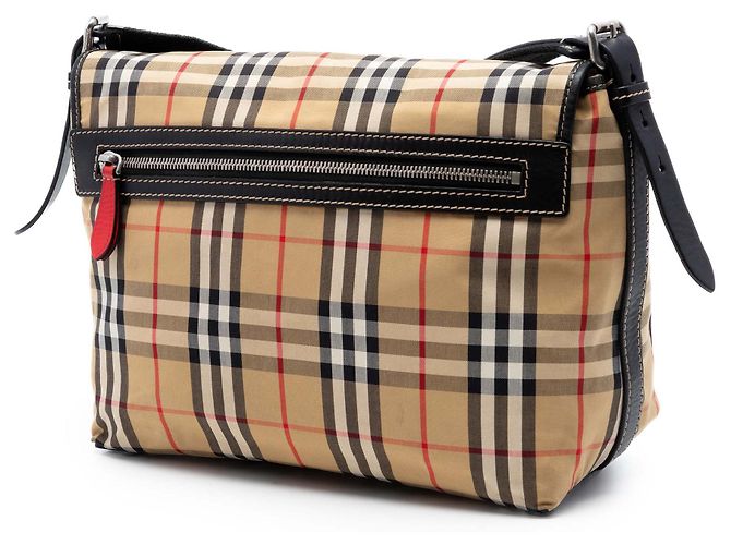 Borsa a tracolla in tela Burberry Beige House Check - vista 2