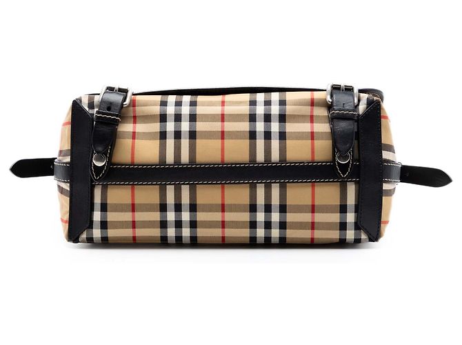 Borsa a tracolla in tela Burberry Beige House Check - vista 3
