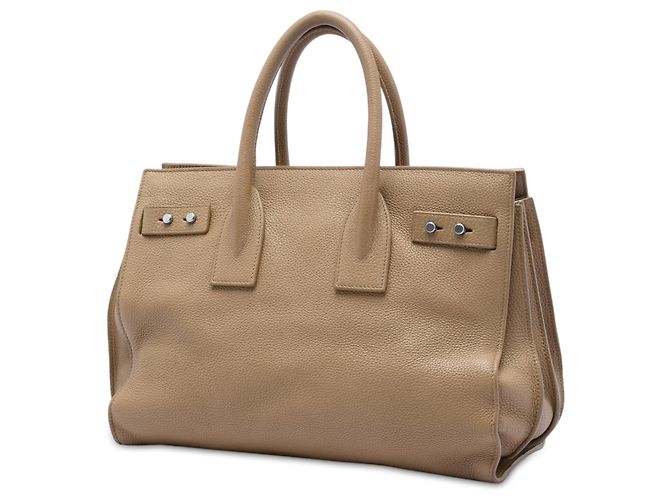 Borsa Saint Laurent Sac De Jour in pelle di vitello granulata piccola marrone Marrone chiaro - vista 2
