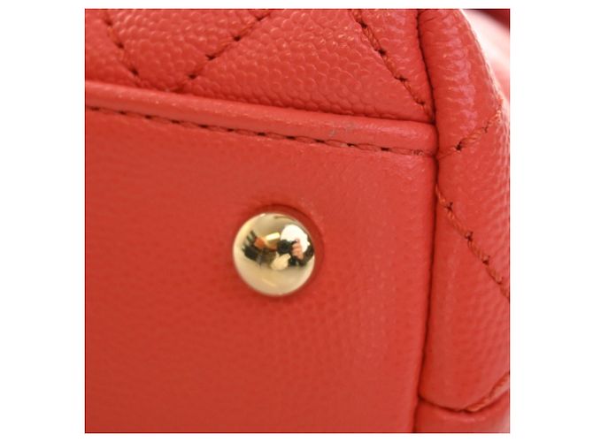 Borsa Chanel Orange Mini Caviar Coco Top Handle Rosso Arancione - vista 13
