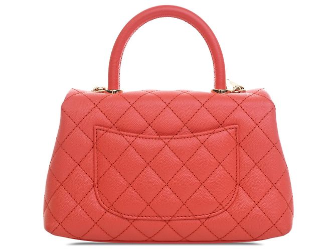 Borsa Chanel Orange Mini Caviar Coco Top Handle Rosso Arancione - vista 2