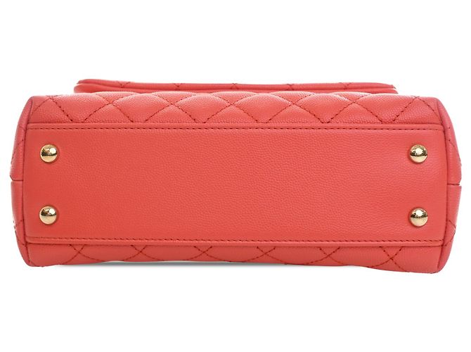 Borsa Chanel Orange Mini Caviar Coco Top Handle Rosso Arancione - vista 3