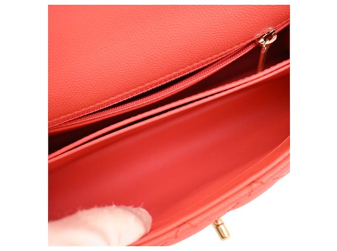 Borsa Chanel Orange Mini Caviar Coco Top Handle Rosso Arancione - vista 4