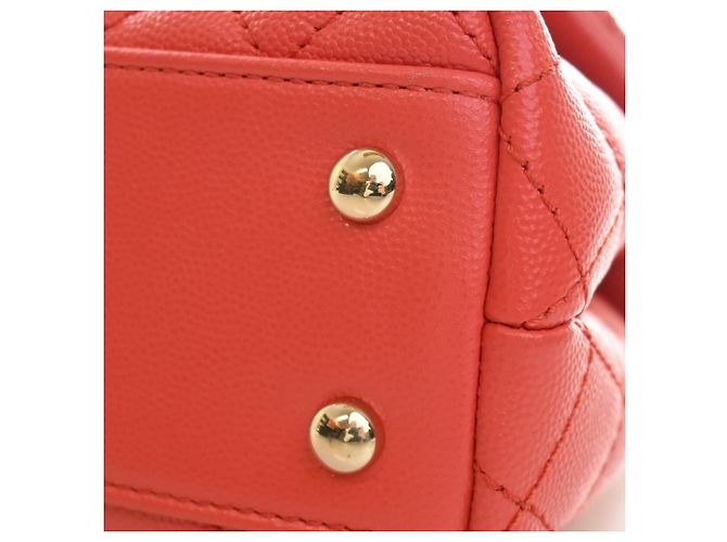 Borsa Chanel Orange Mini Caviar Coco Top Handle Rosso Arancione - vista 9