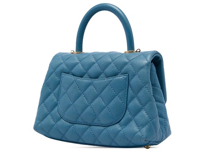 Borsa Chanel Blue Mini Caviar Coco Top Handle - vista 2