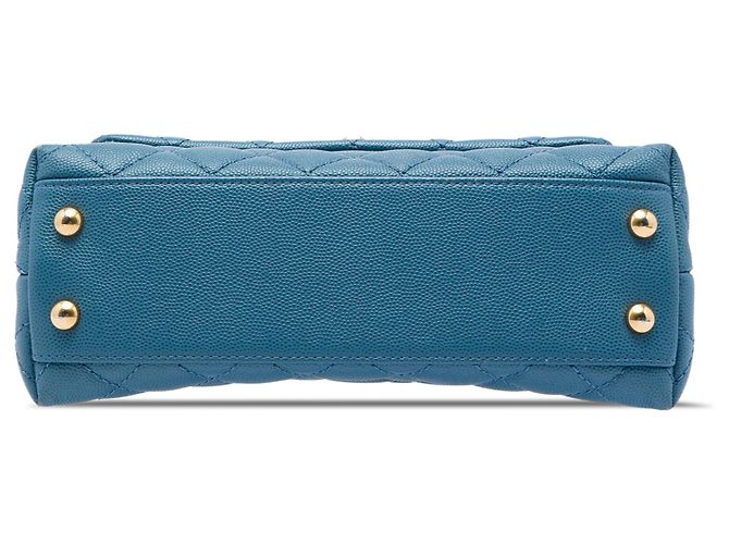 Borsa Chanel Blue Mini Caviar Coco Top Handle - vista 3