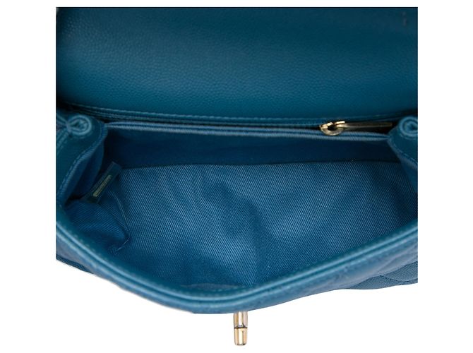 Borsa Chanel Blue Mini Caviar Coco Top Handle - vista 4