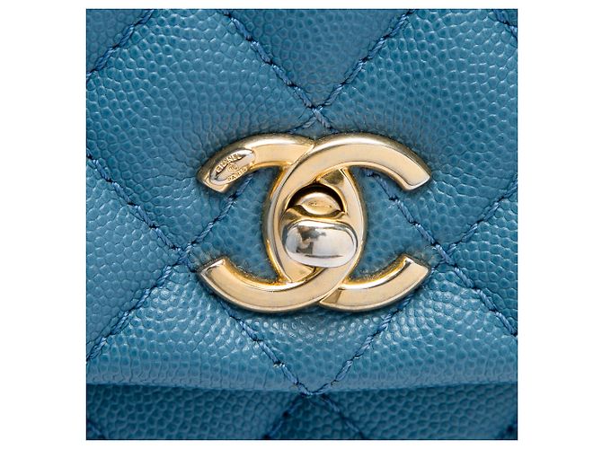 Borsa Chanel Blue Mini Caviar Coco Top Handle - vista 5