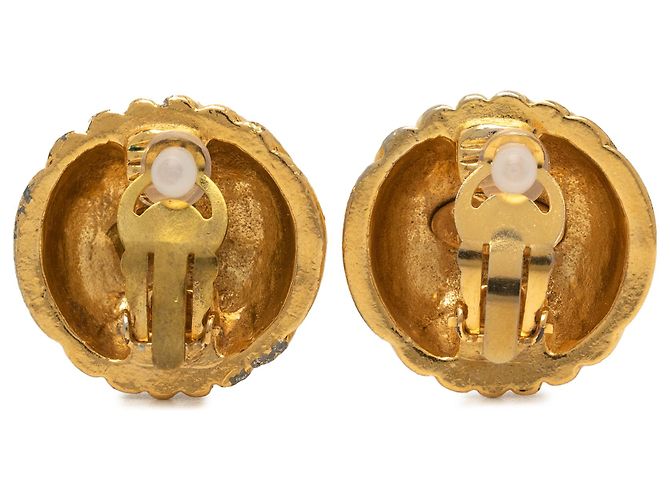 Orecchini Chanel Gold CC placcati oro a forma di conchiglia con clip D'oro - vista 2