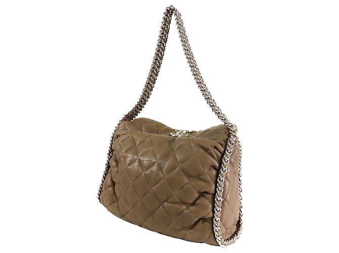 Borsa Chanel Brown Quilted Washed Lambskin Chain Around Hobo Marrone Taupe - vista 2