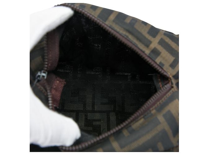 Borsa a mano Mini Zucca in tela marrone Fendi - vista 4